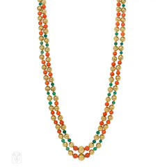 Cartier, Paris coral, gold and chrysoprase necklaces