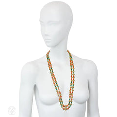 Cartier, Paris coral, gold and chrysoprase necklaces