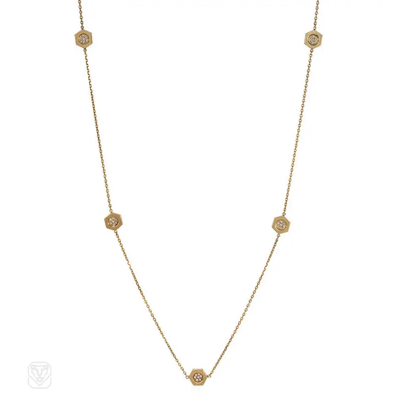 Cartier Paris Hexagonal Gold And Diamond Chain