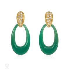 Cartier Paris interchangeable doorknocker earrings in gold and chrysophrase