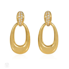 Cartier, Paris interchangeable doorknocker earrings in gold, malachite, and chrysoprase