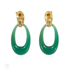 Cartier, Paris interchangeable doorknocker earrings in gold, malachite, and chrysoprase