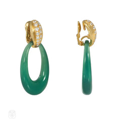 Cartier, Paris interchangeable doorknocker earrings in gold, malachite, and chrysoprase