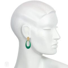 Cartier, Paris interchangeable doorknocker earrings in gold, malachite, and chrysoprase