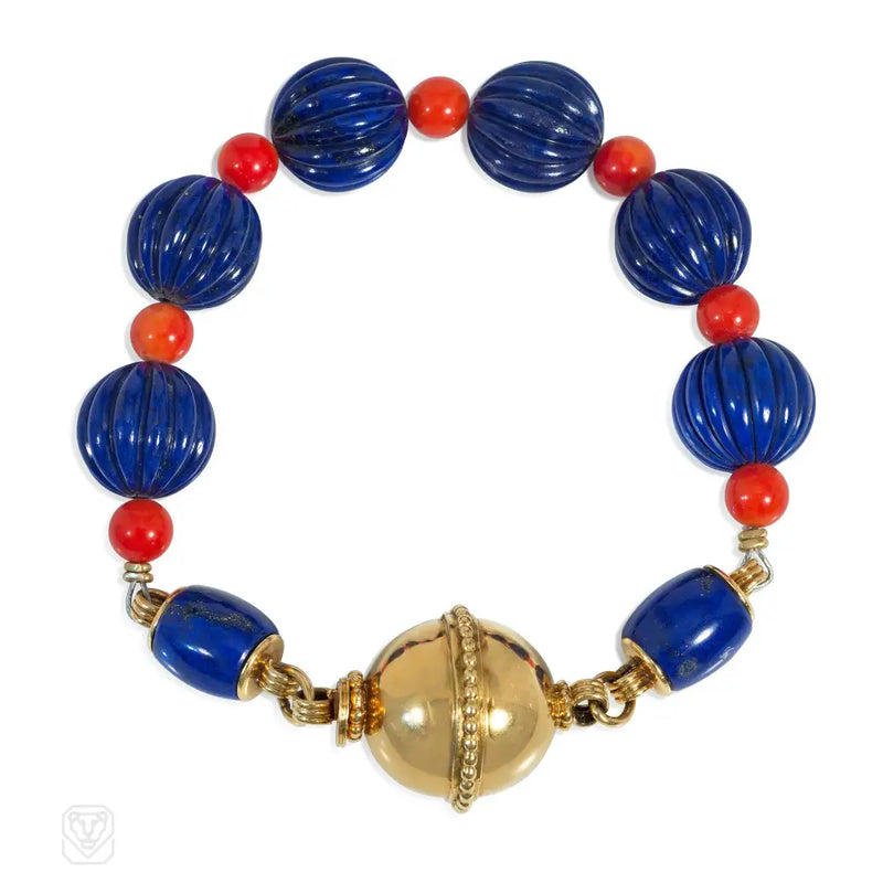 Cartier Paris Lapis And Coral Bracelet
