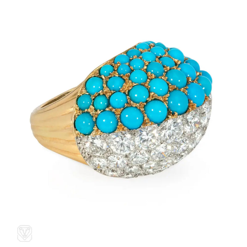 Cartier Paris Turquoise And Diamond Boule Ring