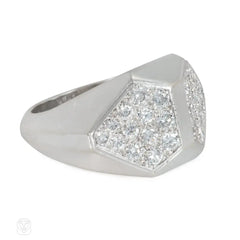 Cartier Retro French diamond and platinum plaque ring