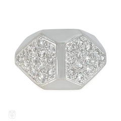 Cartier Retro French diamond and platinum plaque ring