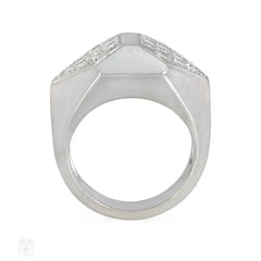 Cartier Retro French diamond and platinum plaque ring