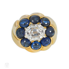 Cartier Retro sapphire and diamond cluster ring