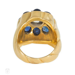 Cartier Retro sapphire and diamond cluster ring
