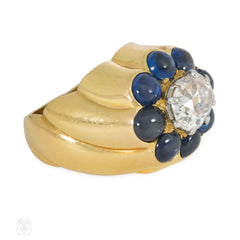 Cartier Retro sapphire and diamond cluster ring