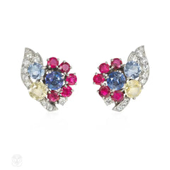 Cartier Retro sapphire and diamond flower earrings