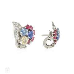 Cartier Retro sapphire and diamond flower earrings