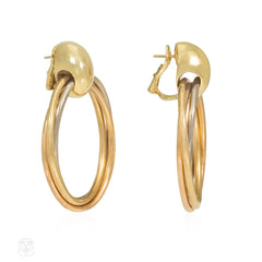 Cartier Trinity three-color gold door knocker hoop earrings