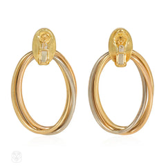 Cartier Trinity three-color gold door knocker hoop earrings