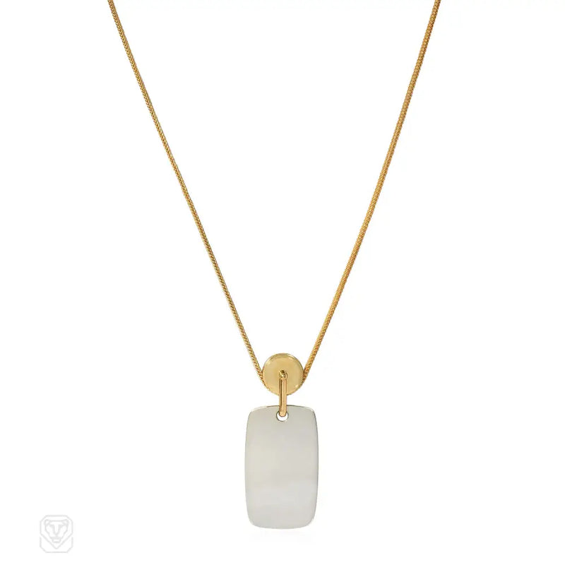 Cartier two color chain and pulley pendant industrial necklace