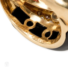 Carved onyx, coral and diamond ring, Van Cleef & Arpels