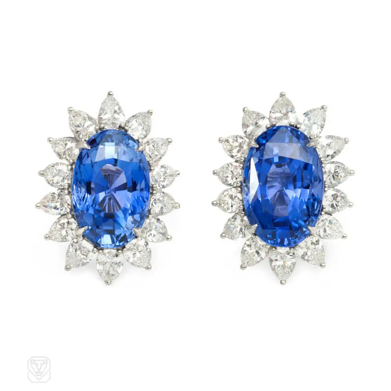 Ceylon Sapphire And Diamond Cluster Earrings