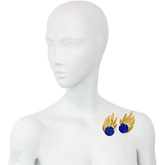 Chaumet pair of lapis and gold brooches