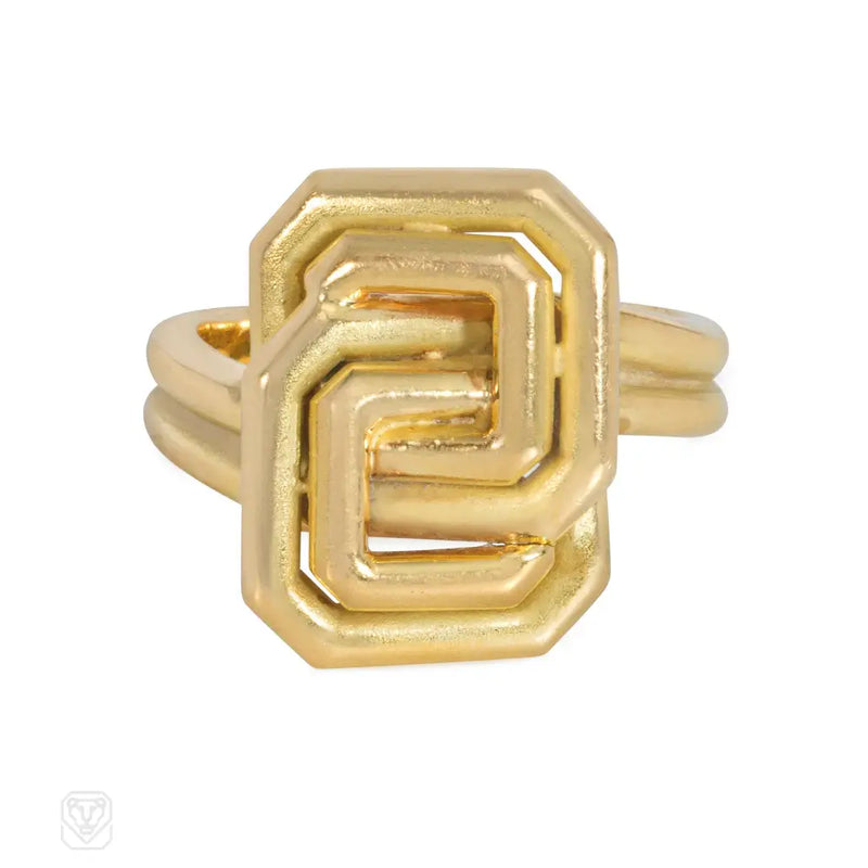 Chaumet Paris 1970S Gold Interlocking Bypass Ring