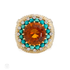 Citrine, turquoise and diamond ring, Austria