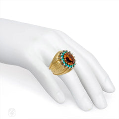 Citrine, turquoise and diamond ring, Austria