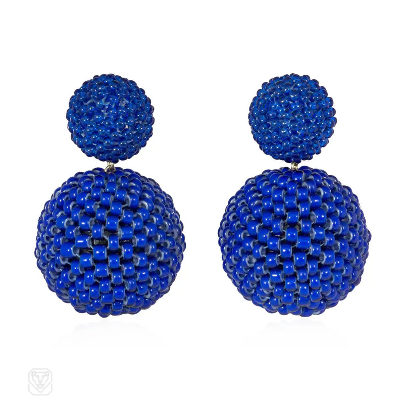 Cobalt Blue Glass Beaded Earrings