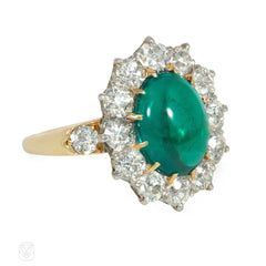 Colombian emerald and diamond cluster ring