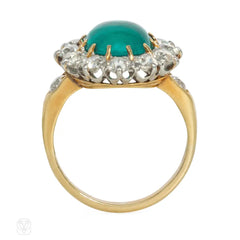 Colombian emerald and diamond cluster ring