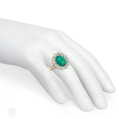 Colombian emerald and diamond cluster ring