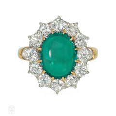 Colombian emerald and diamond cluster ring