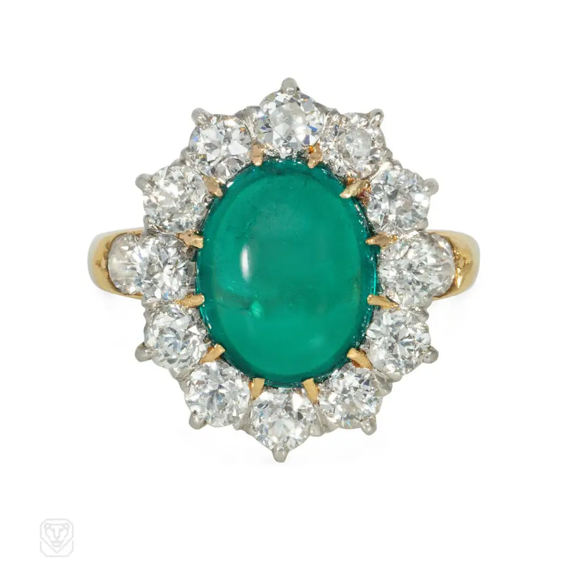 Colombian Emerald And Diamond Cluster Ring