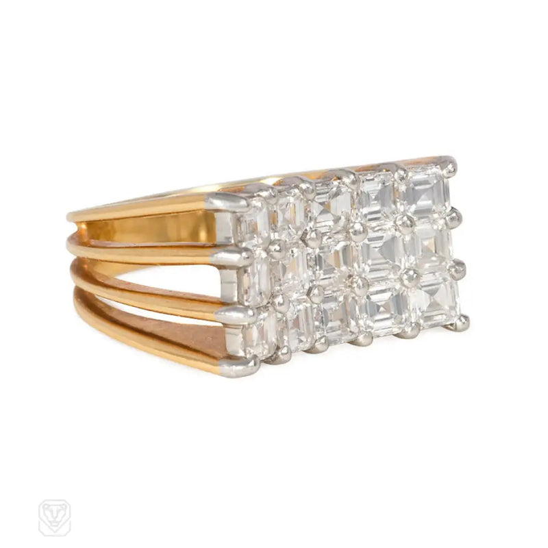 Concave Diamond Plaque Ring Oscar Heyman Bros.