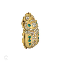 Convertible Second Empire Egyptian Revival scarab brooch-pendant