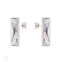 Crystal baguette and stainless steel earrings