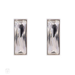 Crystal baguette and stainless steel earrings