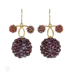 Crystal, glass, and gold loop design beaded ball earrings
