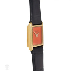 Delaneau gold and coral tank watch