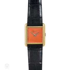 Delaneau gold and coral tank watch