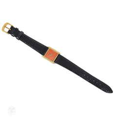 Delaneau gold and coral tank watch