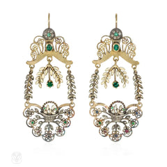 Diamond and gemset floral jardinère earrings