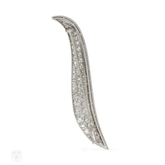 Diamond and platinum swirl design brooch