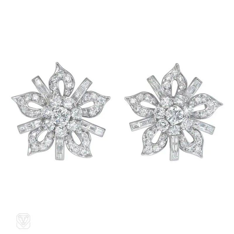 Diamond Flower Head Earrings