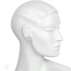 Diamond flower head earrings