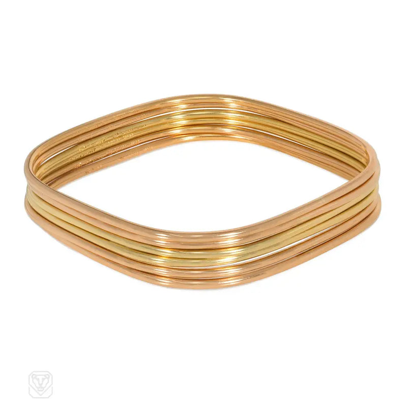 Dinh Van for Cartier set of six gold bangle bracelets