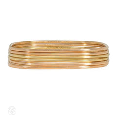 Dinh Van for Cartier set of six gold bangle bracelets
