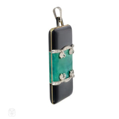 Early Art Deco enamel and diamond locket