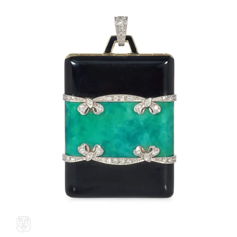 Early Art Deco enamel and diamond locket