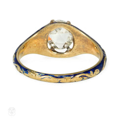 Early Victorian blue enamel and diamond ring